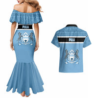 Botswana Couples Matching Mermaid Dress and Hawaiian Shirt Tswana Pula African Pattern - Shopicos