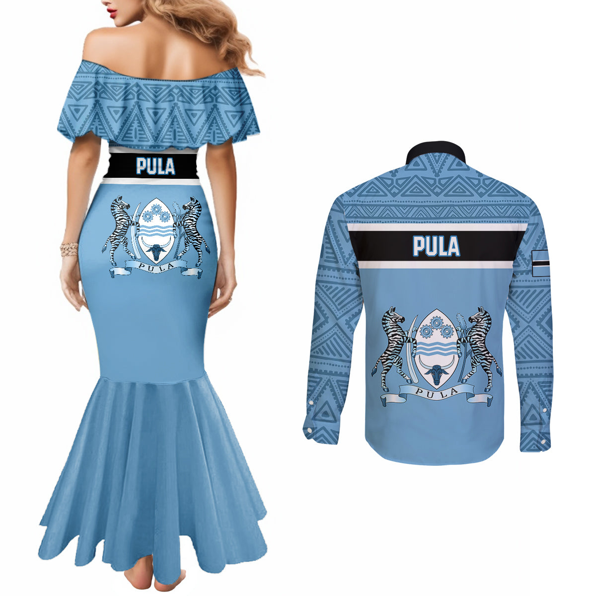 botswana-couples-matching-mermaid-dress-and-long-sleeve-button-shirts-tswana-pula-african-pattern