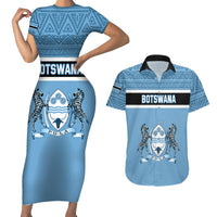 Botswana Couples Matching Short Sleeve Bodycon Dress and Hawaiian Shirt Tswana Pula African Pattern - Shopicos