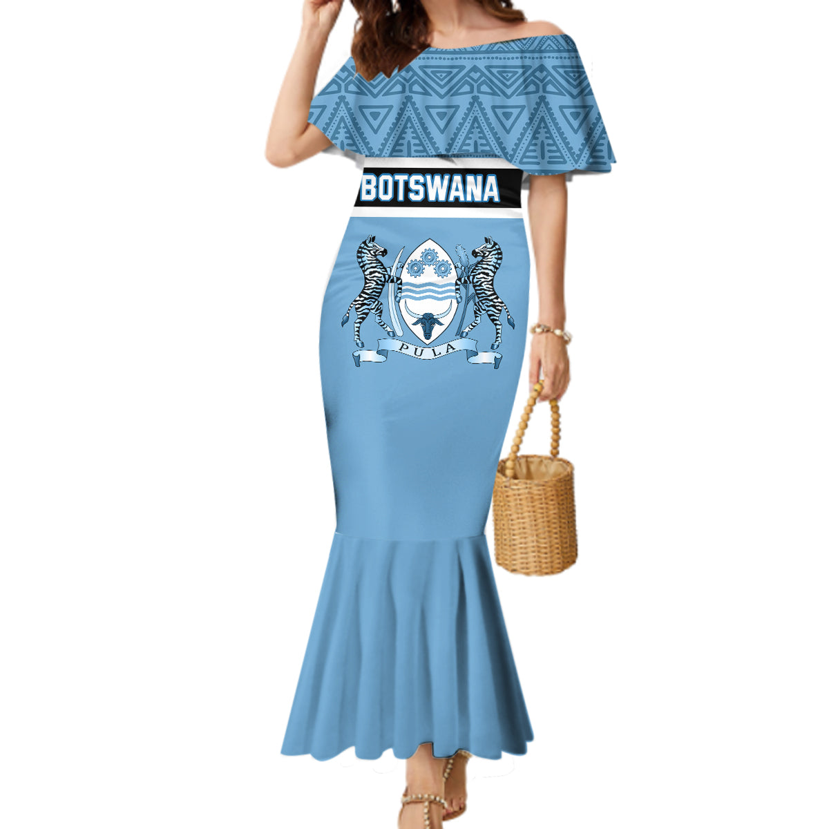 Botswana Mermaid Dress Tswana Pula African Pattern - Shopicos