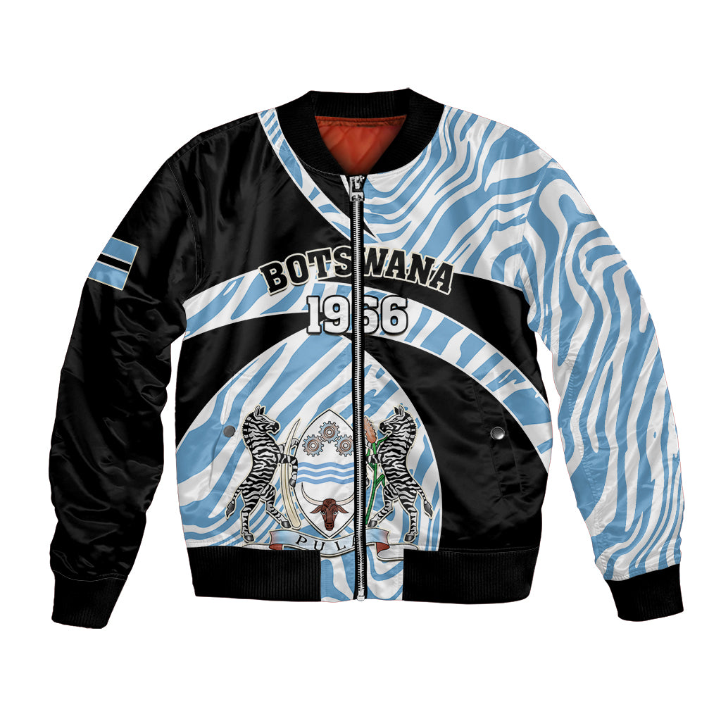 Botswana Independence Day Bomber Jacket Lefatshe la Botswana Zebra Pattern - Shopicos