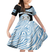 Botswana Independence Day Kid Short Sleeve Dress Lefatshe la Botswana Zebra Pattern - Shopicos