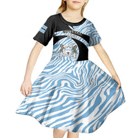 Botswana Independence Day Kid Short Sleeve Dress Lefatshe la Botswana Zebra Pattern - Shopicos