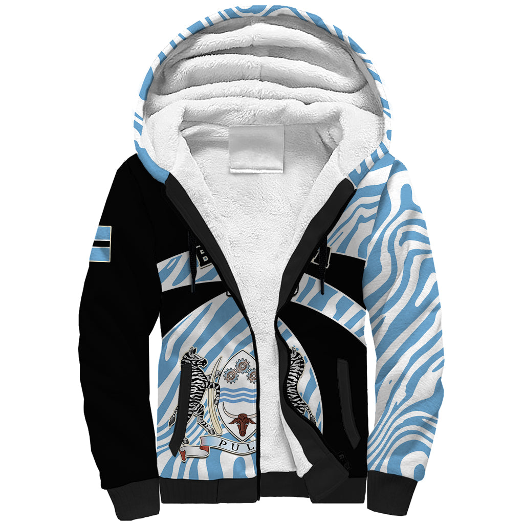 Botswana Independence Day Sherpa Hoodie Lefatshe la Botswana Zebra Pattern - Shopicos
