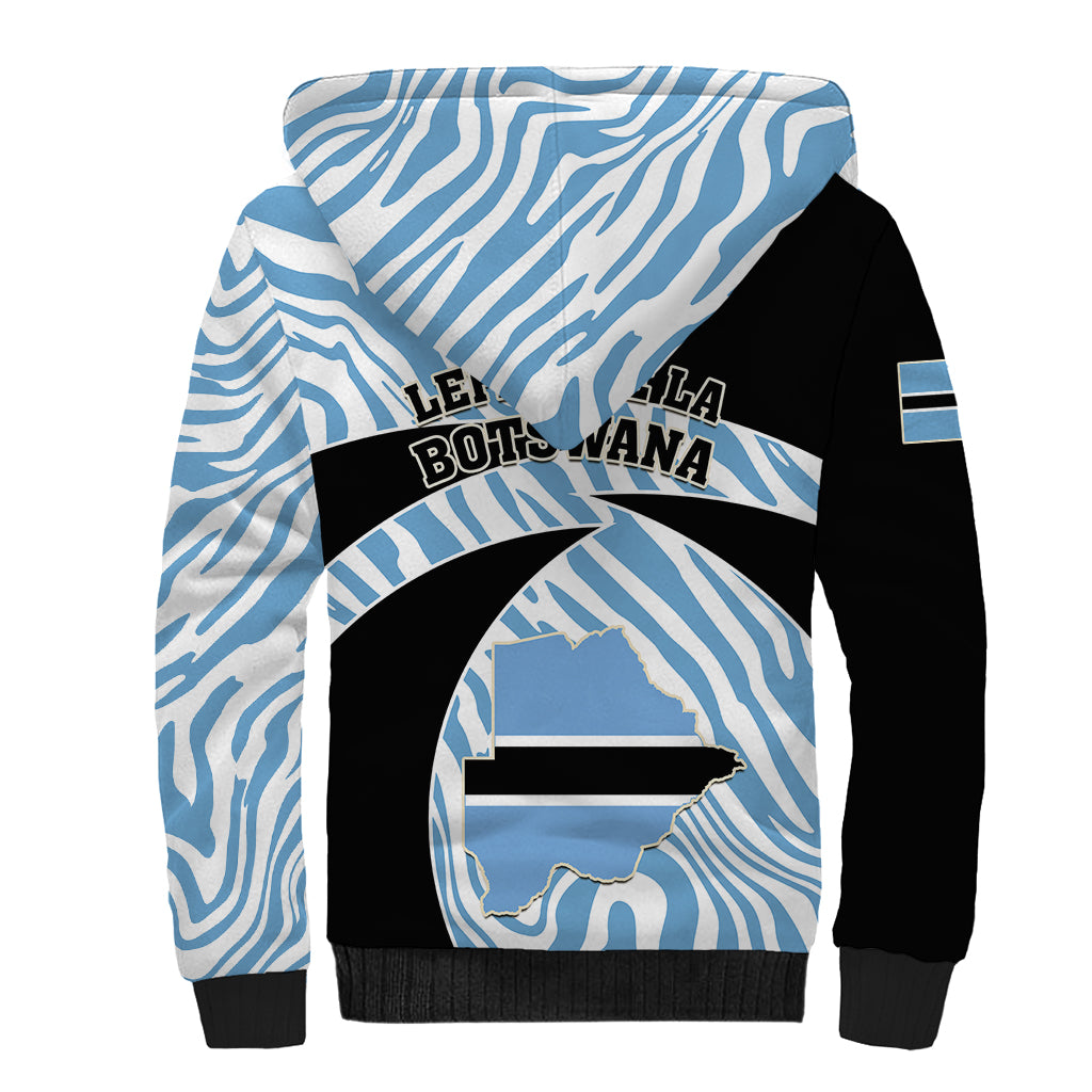 Botswana Independence Day Sherpa Hoodie Lefatshe la Botswana Zebra Pattern - Shopicos
