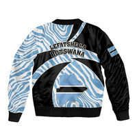 Botswana Independence Day Sleeve Zip Bomber Jacket Lefatshe la Botswana Zebra Pattern - Shopicos