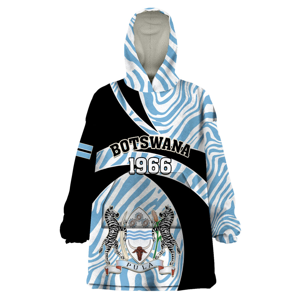 Botswana Independence Day Wearable Blanket Hoodie Lefatshe la Botswana Zebra Pattern - Shopicos