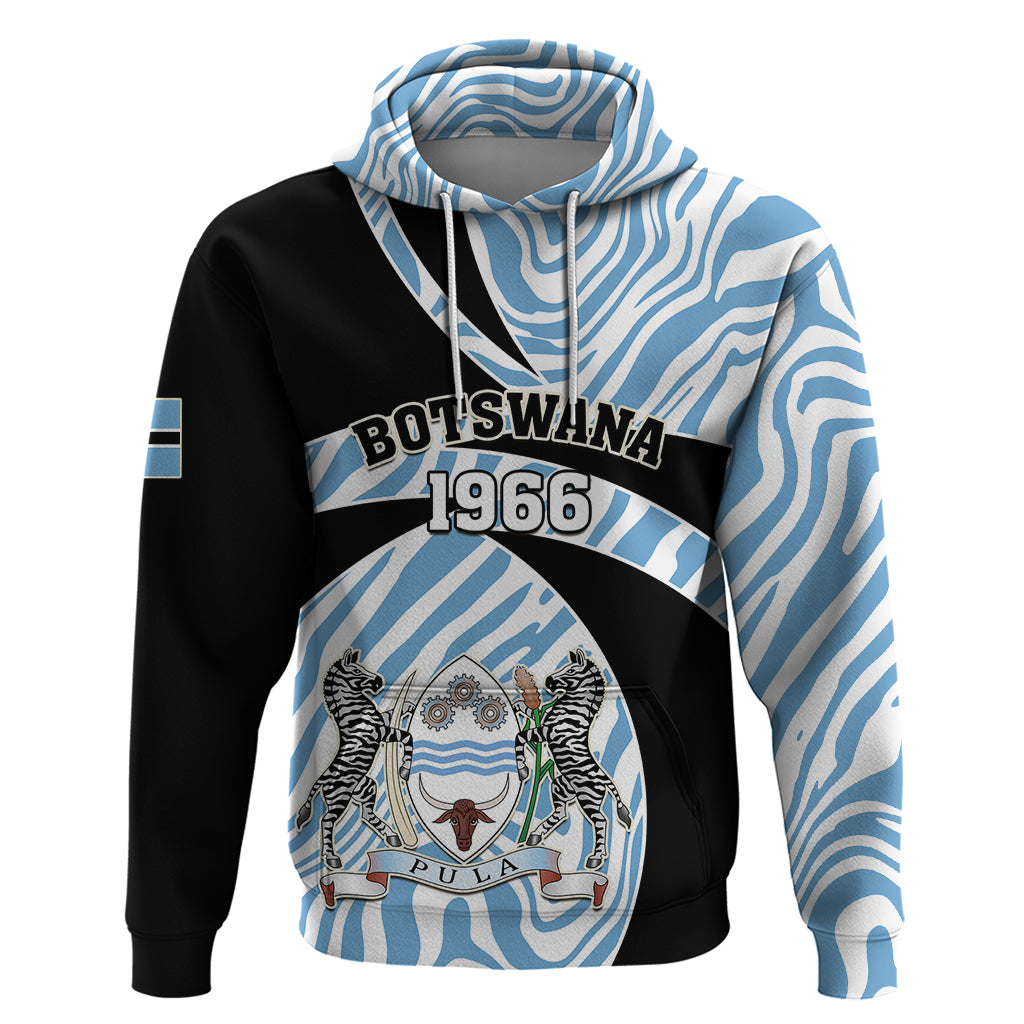 Personalised Botswana Independence Day Hoodie Lefatshe la Botswana Zebra Pattern - Shopicos