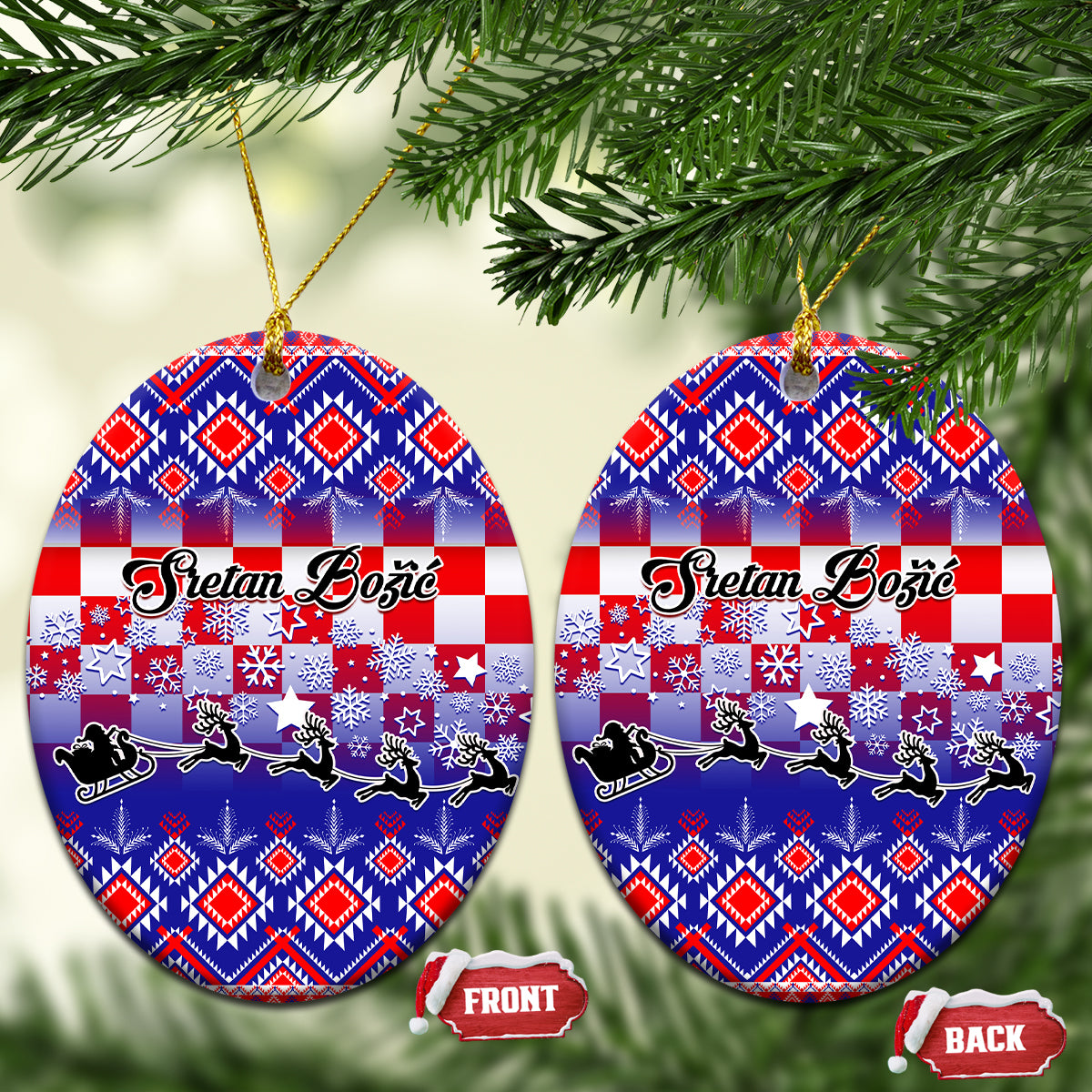 Croatia Christmas Ceramic Ornament Sretan Bozic Croatian Embroidery Patterns - Shopicos