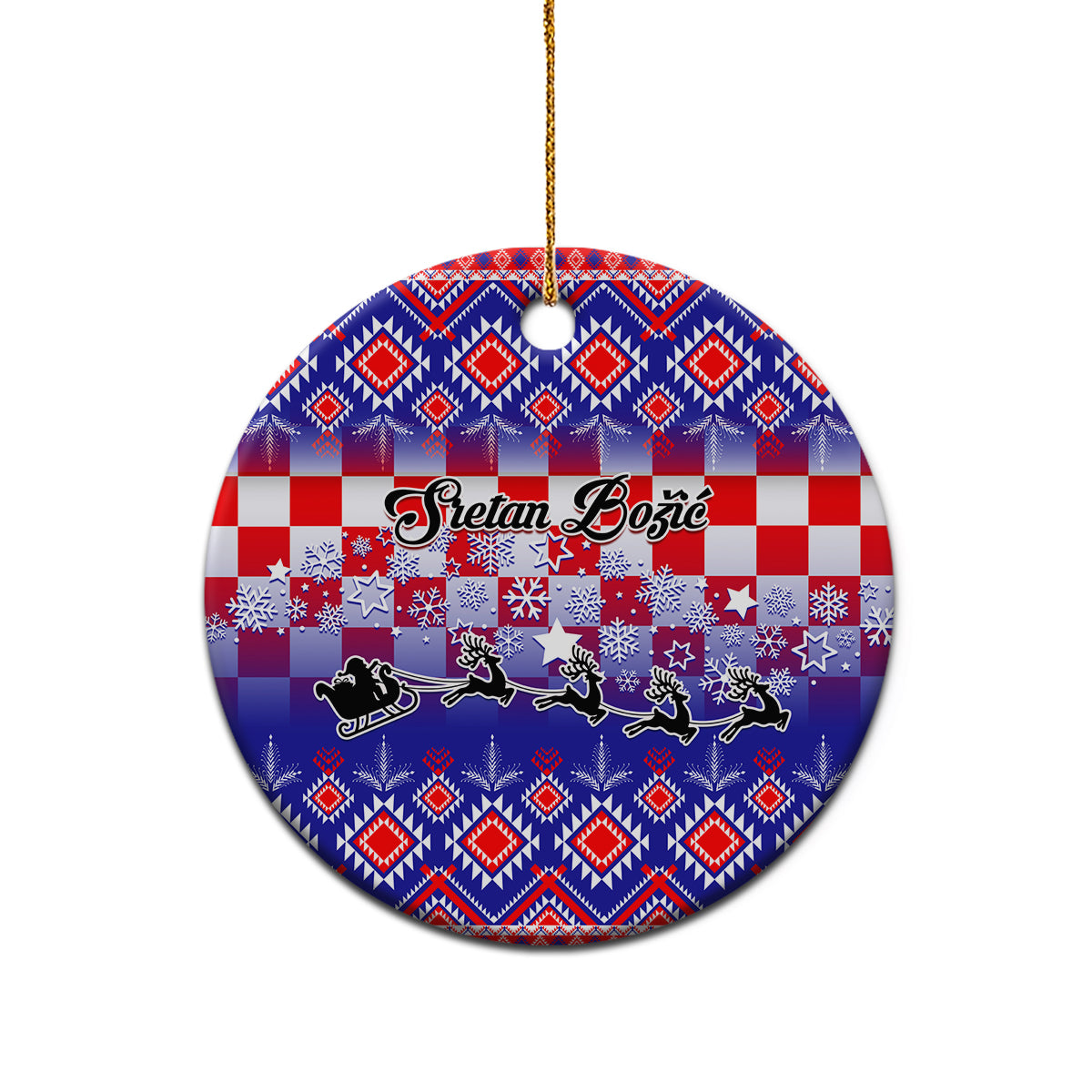 Croatia Christmas Ceramic Ornament Sretan Bozic Croatian Embroidery Patterns - Shopicos