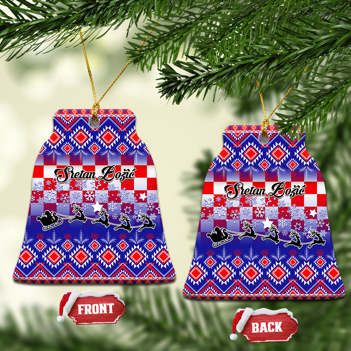 Croatia Christmas Ceramic Ornament Sretan Bozic Croatian Embroidery Patterns - Shopicos