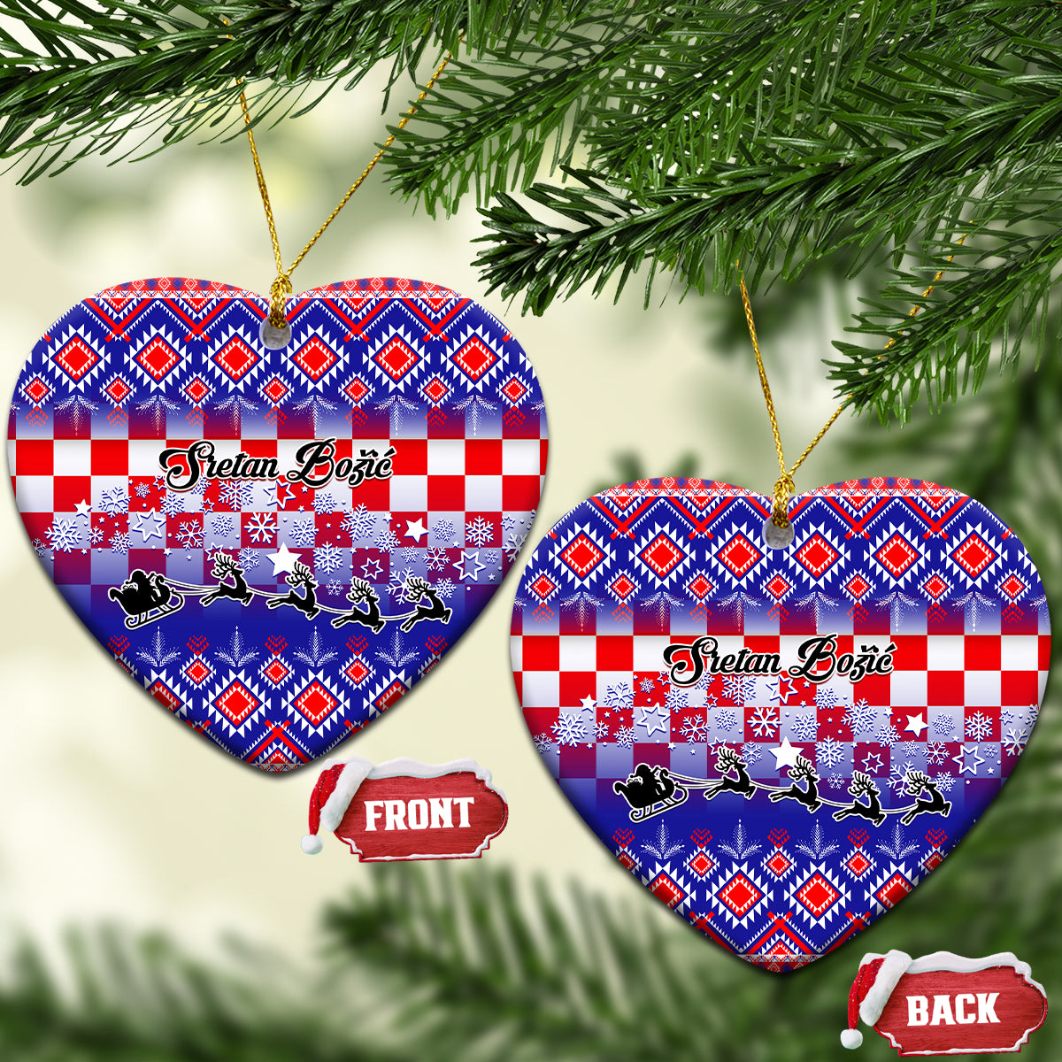 Croatia Christmas Ceramic Ornament Sretan Bozic Croatian Embroidery Patterns - Shopicos