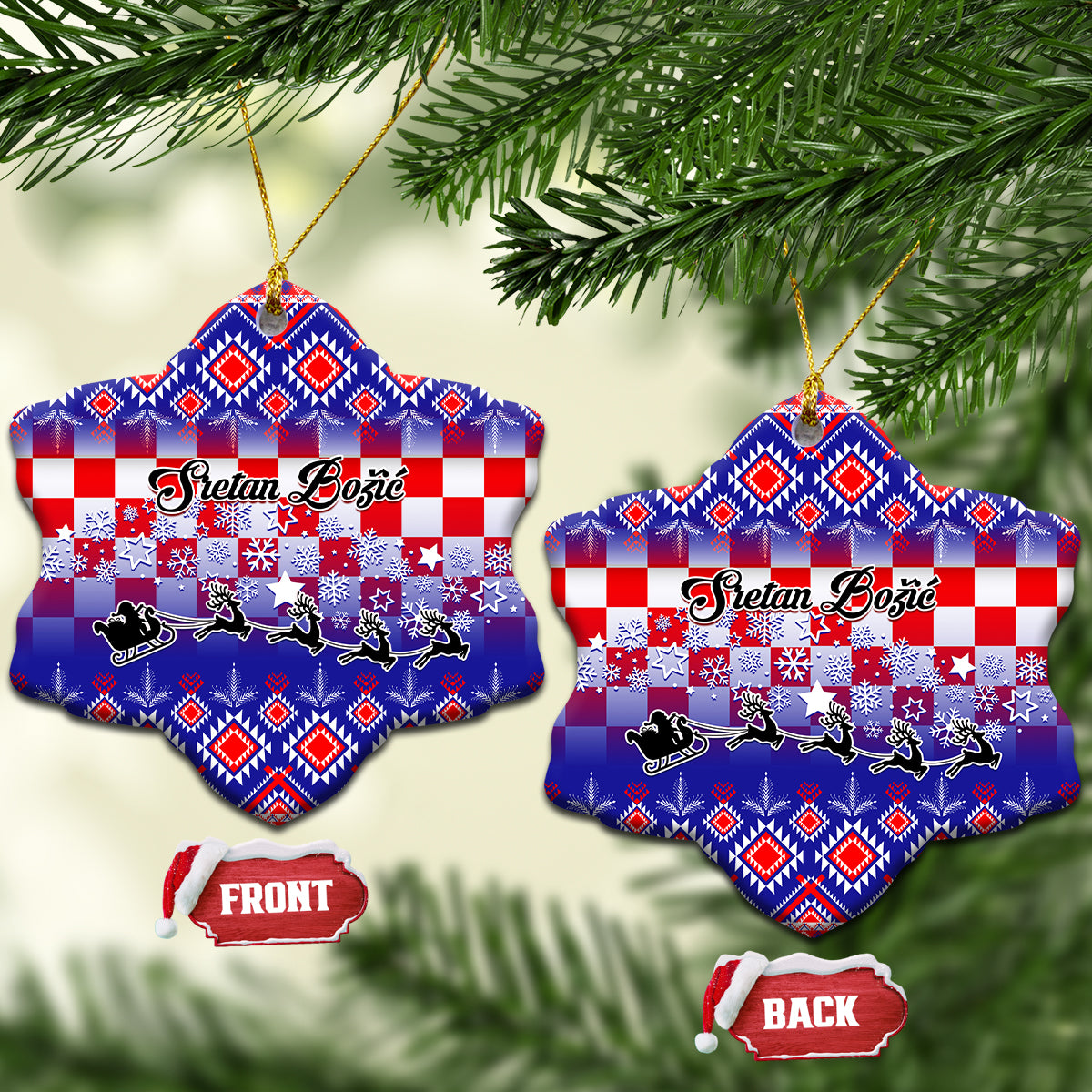 Croatia Christmas Ceramic Ornament Sretan Bozic Croatian Embroidery Patterns - Shopicos