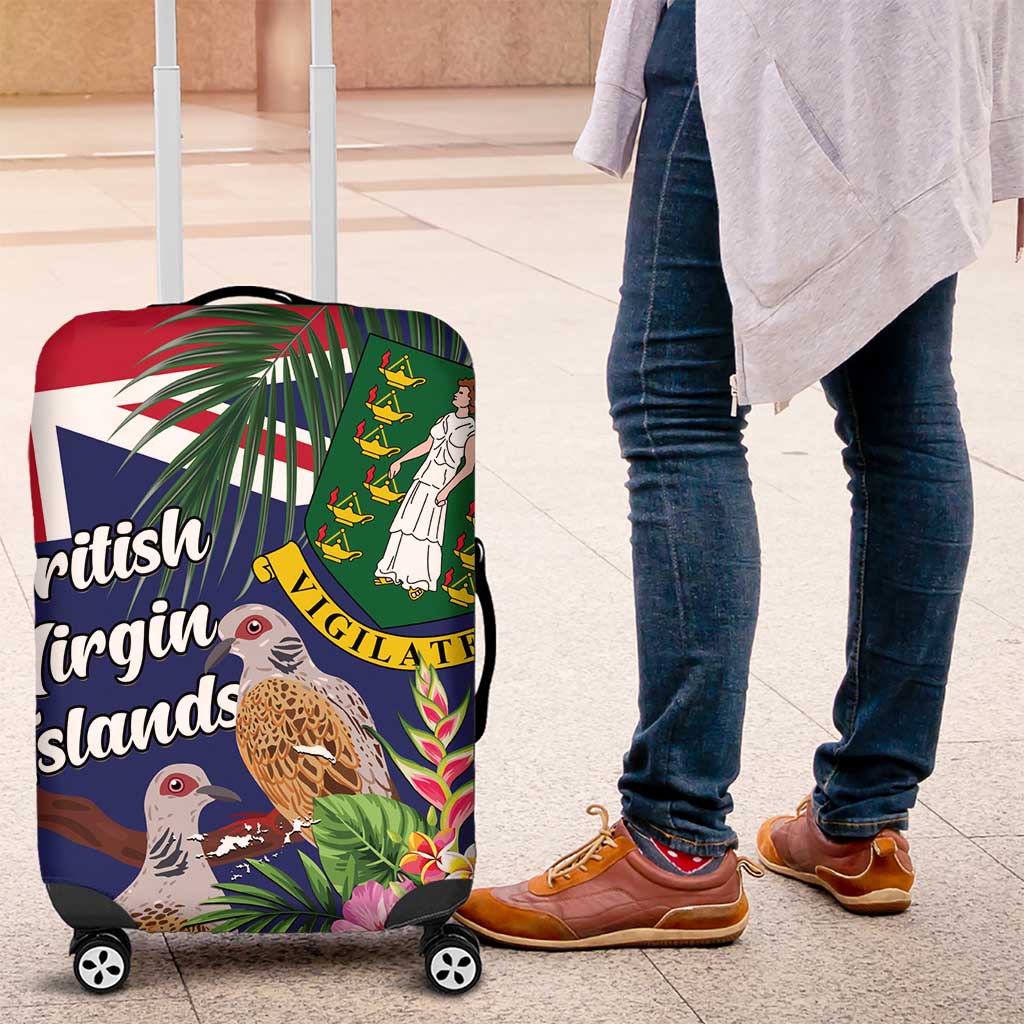 British Virgin Islands Luggage Cover Two Turtle Doves Tropical Flowers