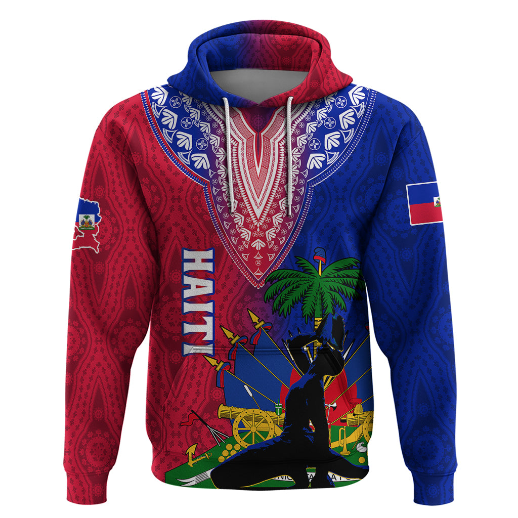 Personalised Haiti Hoodie Ayiti Neg Maron With Dashiki Royal - Shopicos