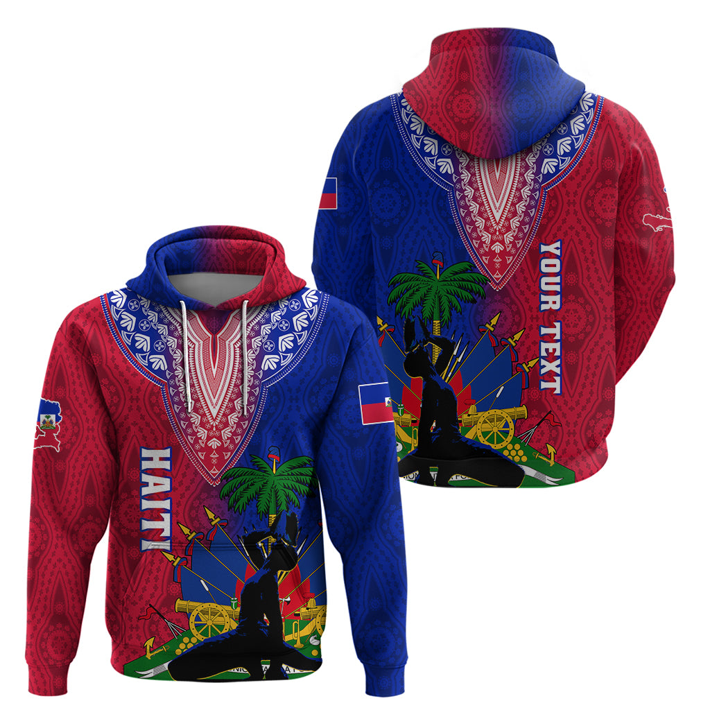 Personalised Haiti Hoodie Ayiti Neg Maron With Dashiki Royal - Shopicos