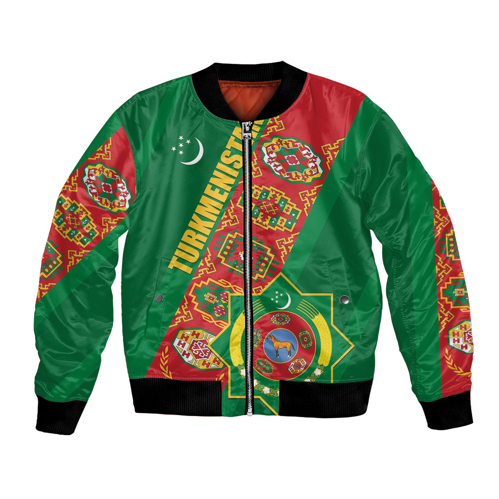 Turkmenistan Flag Day Bomber Jacket Turkmenistan Bitaraplygyn watanydyr - Shopicos