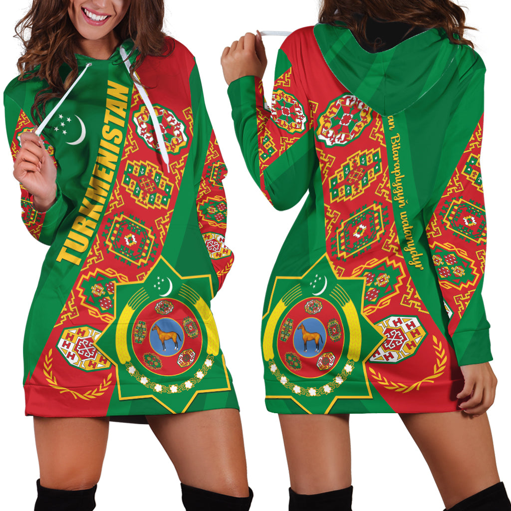 Turkmenistan Flag Day Hoodie Dress Turkmenistan Bitaraplygyn watanydyr - Shopicos
