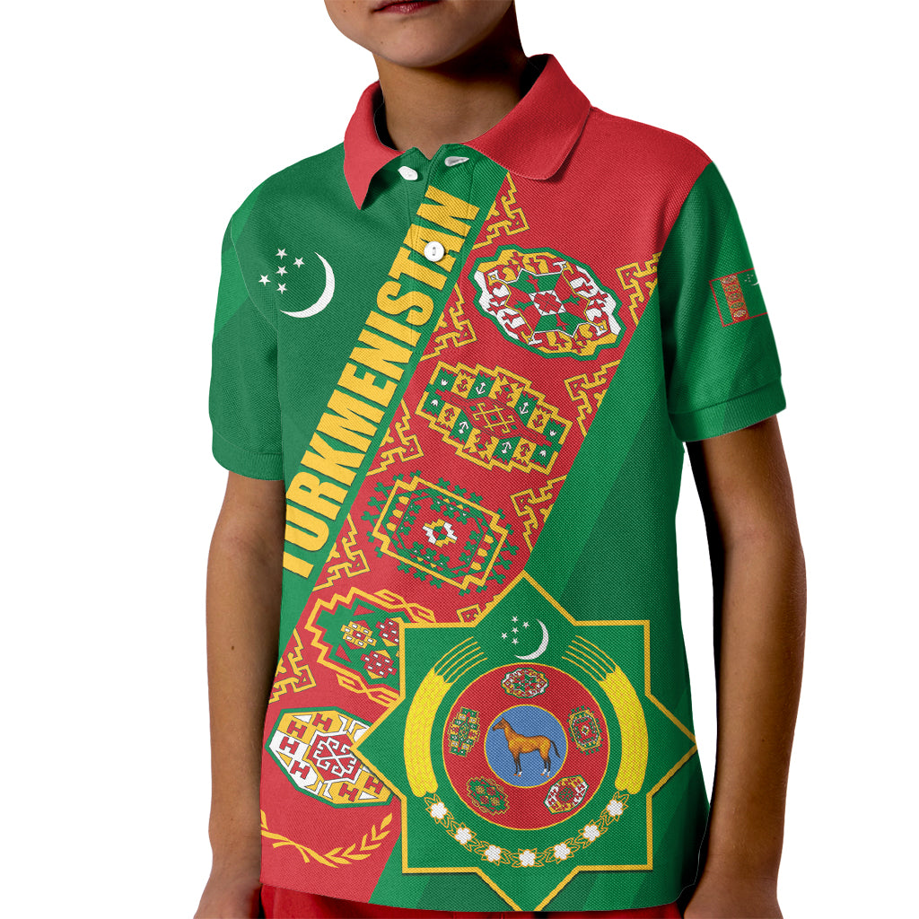 Turkmenistan Flag Day Kid Polo Shirt Turkmenistan Bitaraplygyn watanydyr - Shopicos
