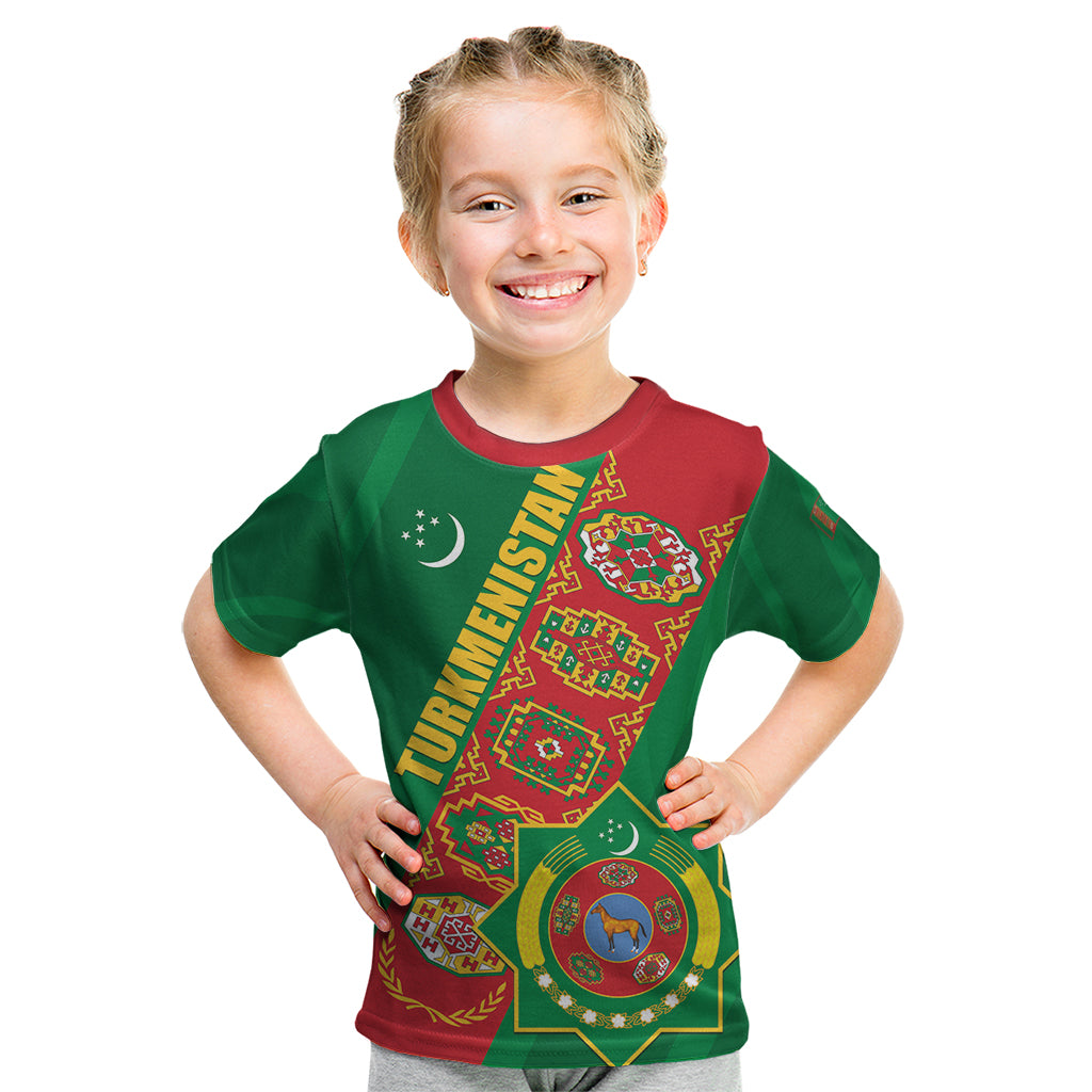 Turkmenistan Flag Day Kid T Shirt Turkmenistan Bitaraplygyn watanydyr - Shopicos