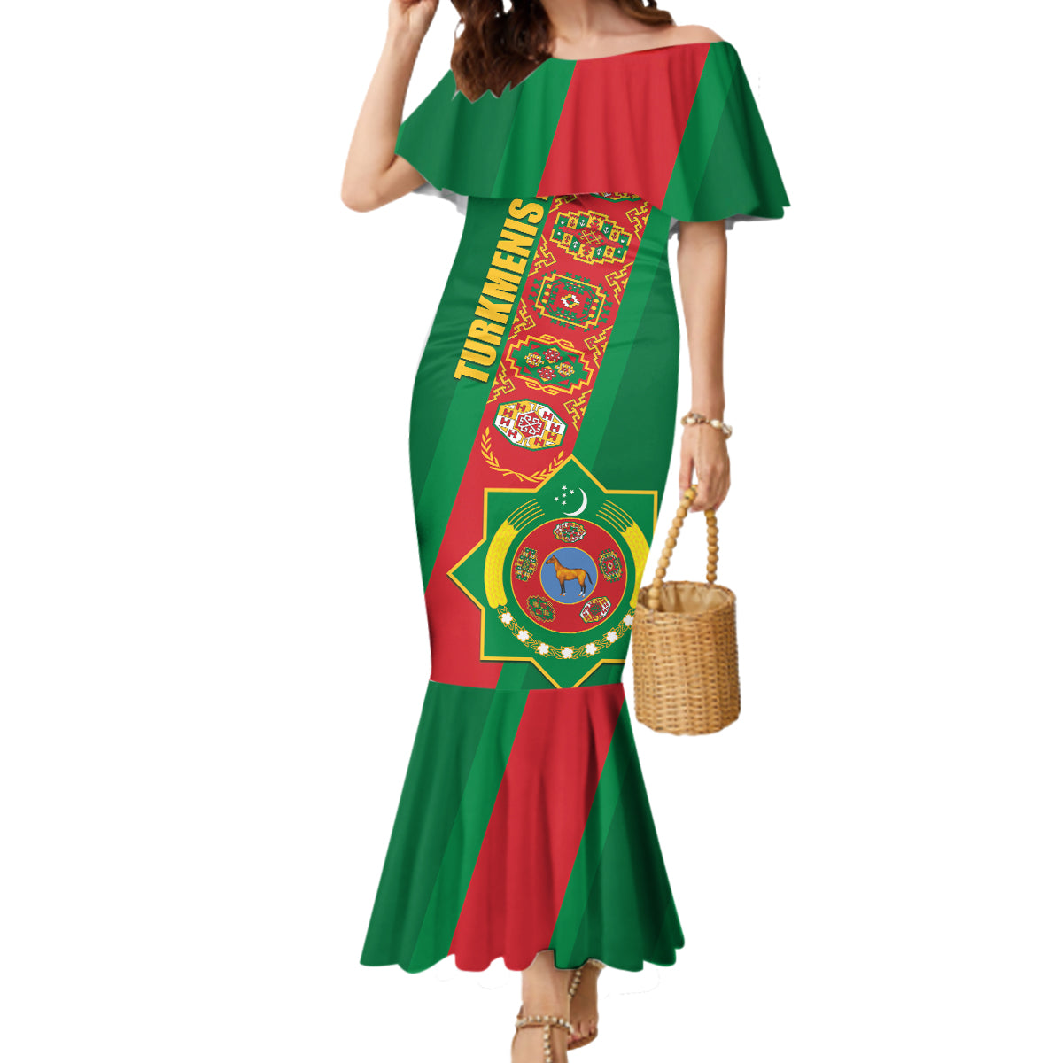 Turkmenistan Flag Day Mermaid Dress Turkmenistan Bitaraplygyn watanydyr - Shopicos