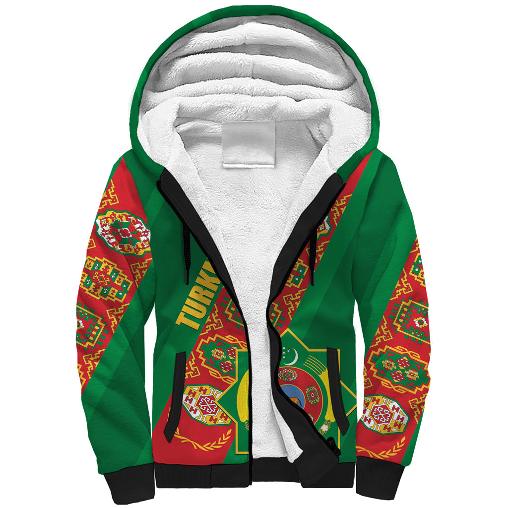 Turkmenistan Flag Day Sherpa Hoodie Turkmenistan Bitaraplygyn watanydyr - Shopicos
