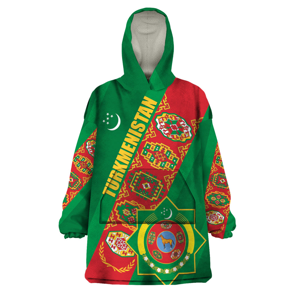 Turkmenistan Flag Day Wearable Blanket Hoodie Turkmenistan Bitaraplygyn watanydyr - Shopicos