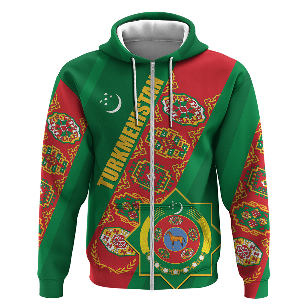 Turkmenistan Flag Day Zip Hoodie Turkmenistan Bitaraplygyn watanydyr - Shopicos