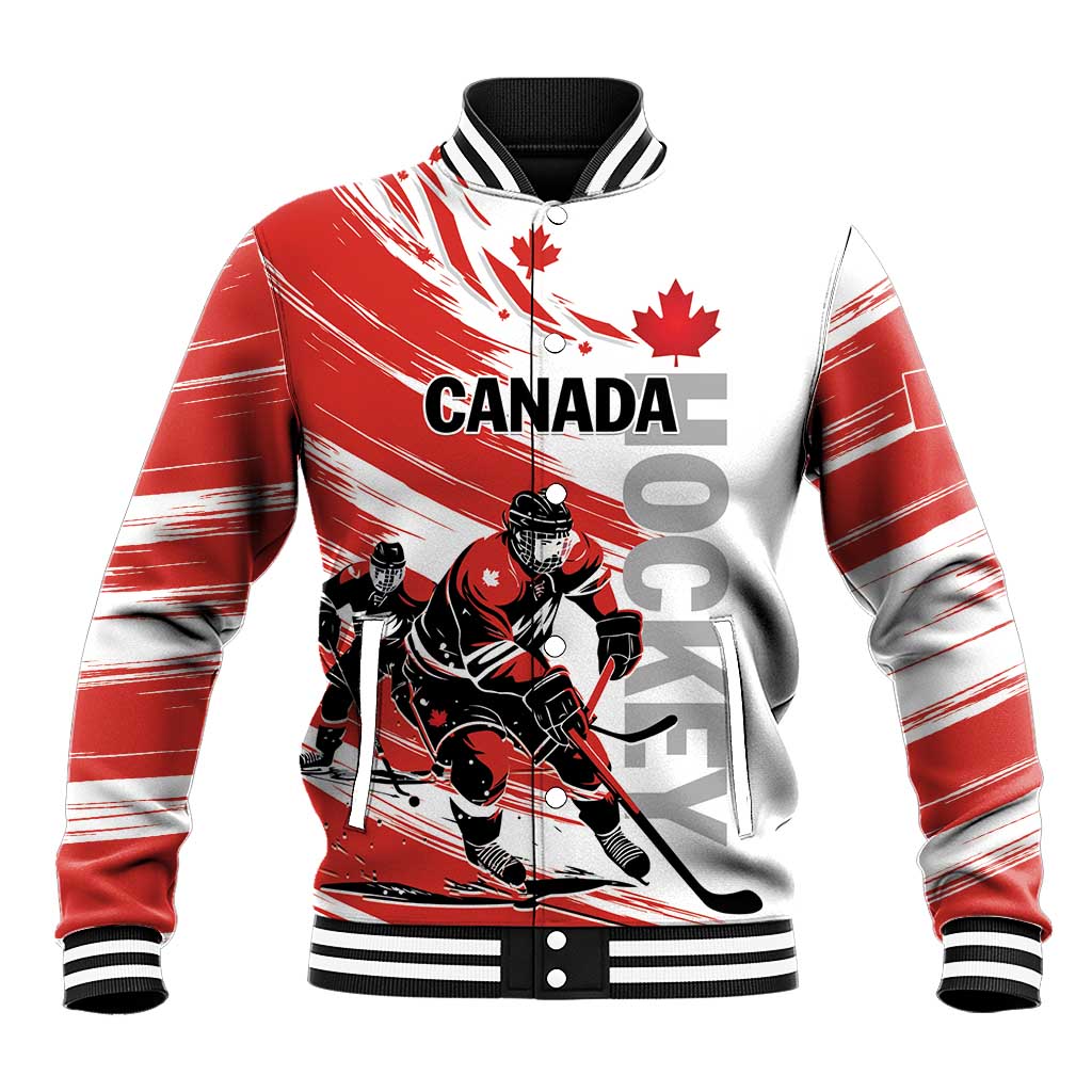 Custom Canada Hockey Baseball Jacket Canada Owns Hockey - Shopicos
