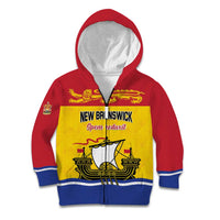 Personalized Canada New Brunswick Province Kid Hoodie Golden Lion Lymphad