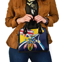 Turks and Caicos Islands Shoulder Handbag Coat Of Arms Tropical Flowers