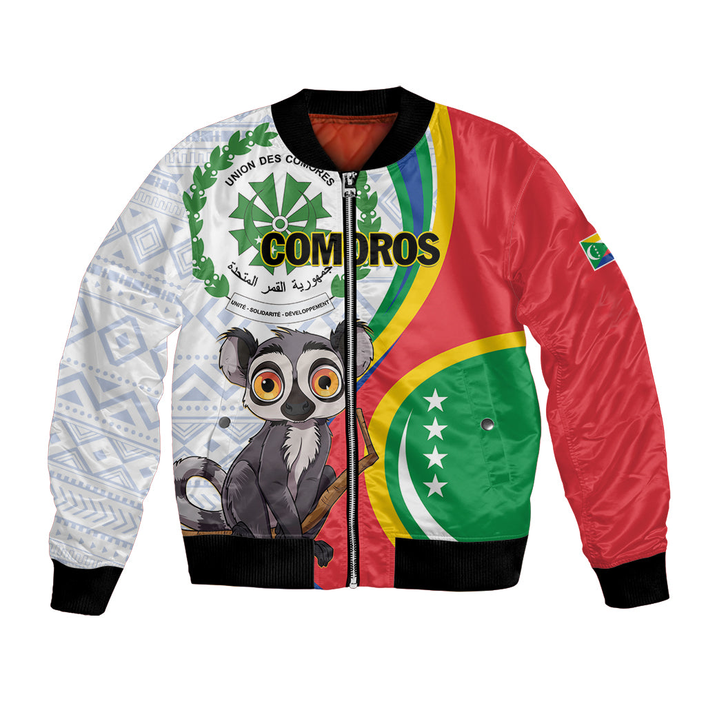 Comoros Independence Day Bomber Jacket 1975 Komori Mongoose Lemur African Pattern - Shopicos