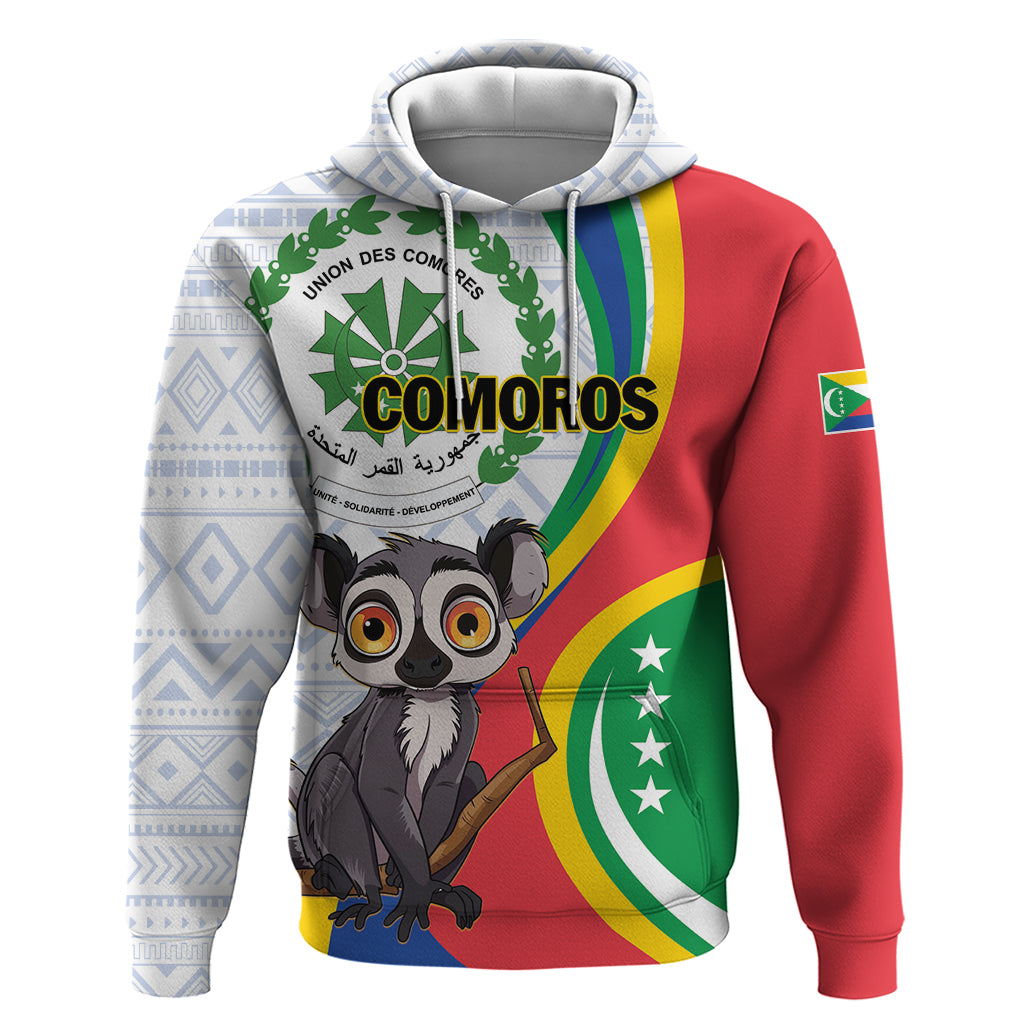 Comoros Independence Day Hoodie 1975 Komori Mongoose Lemur African Pattern - Shopicos