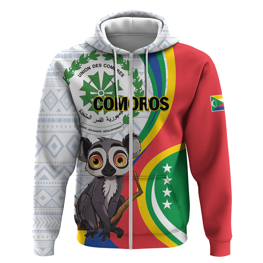 Comoros Independence Day Hoodie 1975 Komori Mongoose Lemur African Pattern - Shopicos