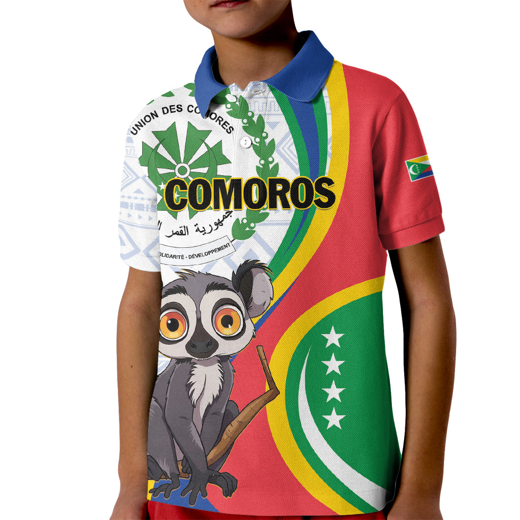 Comoros Independence Day Kid Polo Shirt 1975 Komori Mongoose Lemur African Pattern - Shopicos