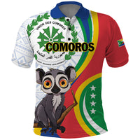 Comoros Independence Day Polo Shirt 1975 Komori Mongoose Lemur African Pattern - Shopicos