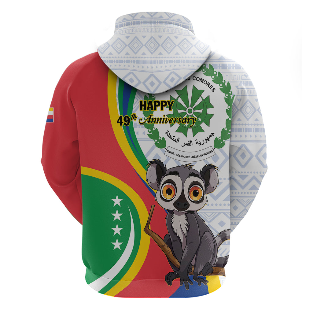 Comoros Independence Day Zip Hoodie 1975 Komori Mongoose Lemur African Pattern - Shopicos