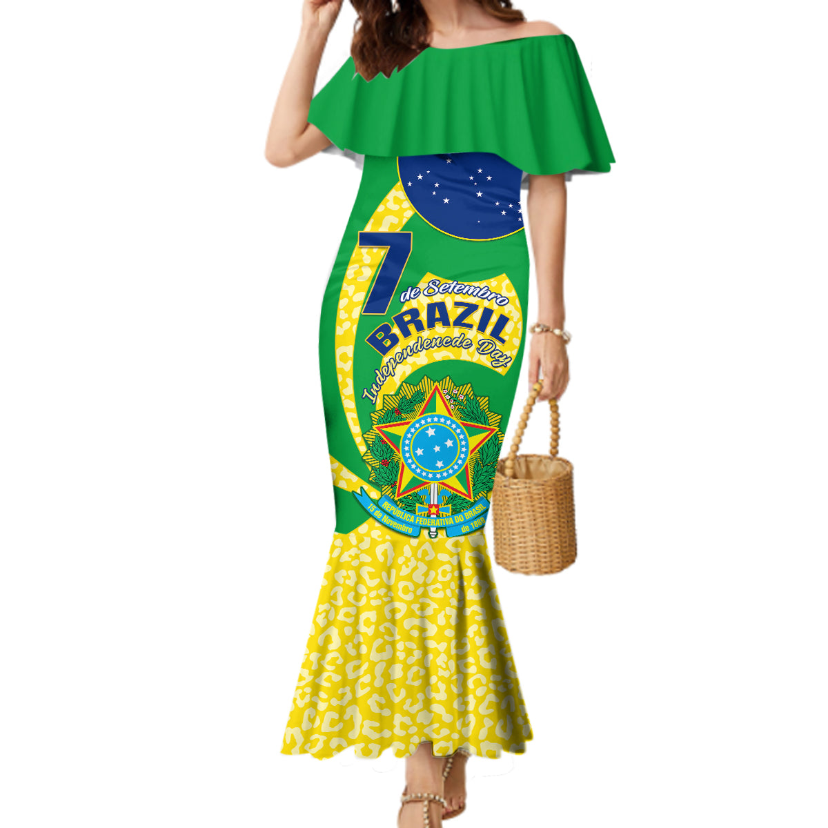 Personalised Brazil Independence Day Mermaid Dress Sete de Setembro Flag Style - Shopicos