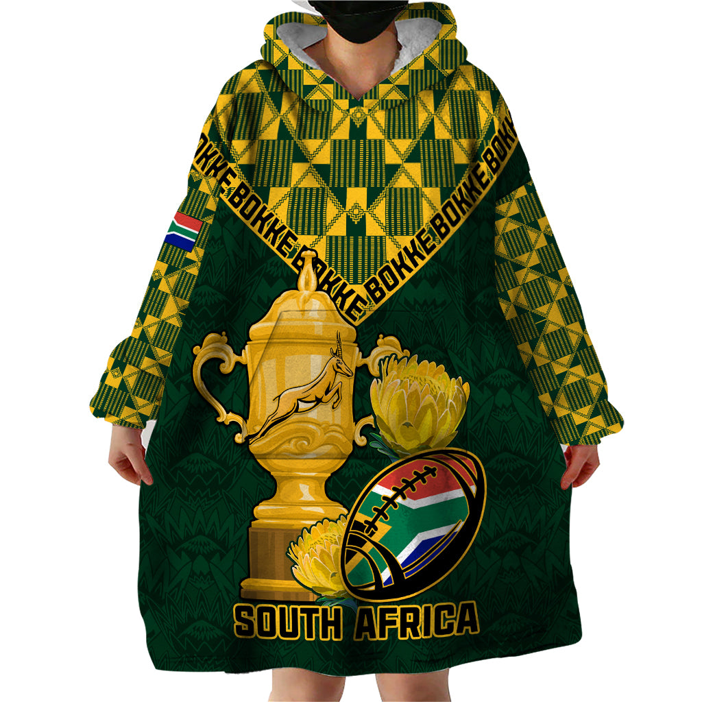 Custom South Africa Rugby Wearable Blanket Hoodie Go Bokke Champion 2023 World Cup - Shopicos