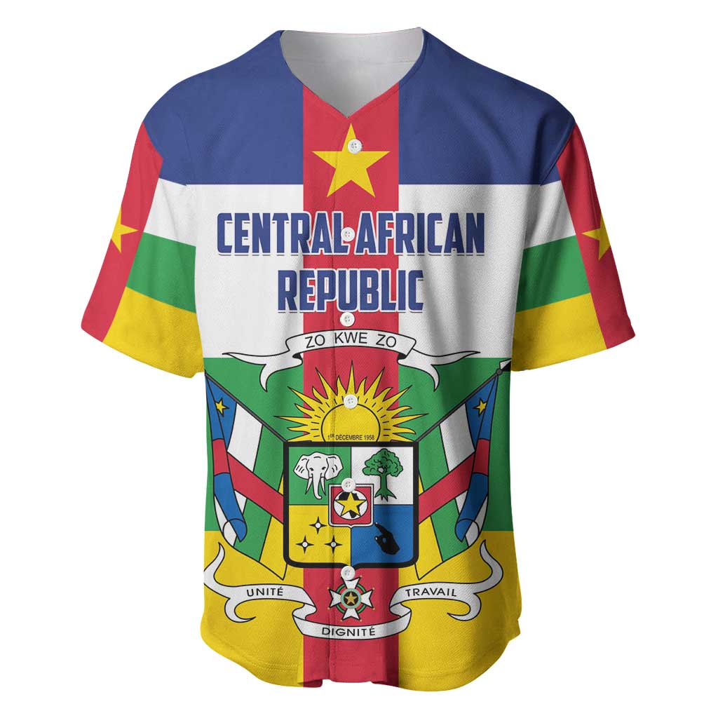 Personalized Central African Republic Baseball Jersey Zo Kwe Zo Flag Style - Shopicos