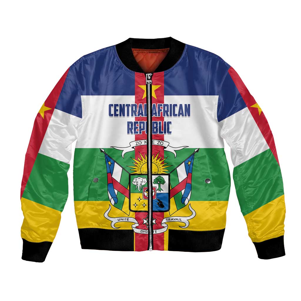 Personalized Central African Republic Bomber Jacket Zo Kwe Zo Flag Style - Shopicos