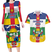 Personalized Central African Republic Couples Matching Long Sleeve Bodycon Dress and Hawaiian Shirt Zo Kwe Zo Flag Style - Shopicos