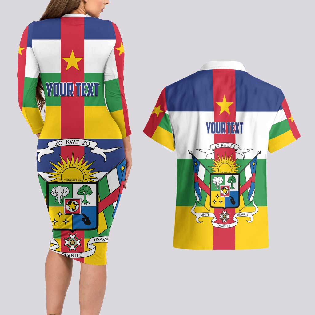 Personalized Central African Republic Couples Matching Long Sleeve Bodycon Dress and Hawaiian Shirt Zo Kwe Zo Flag Style - Shopicos