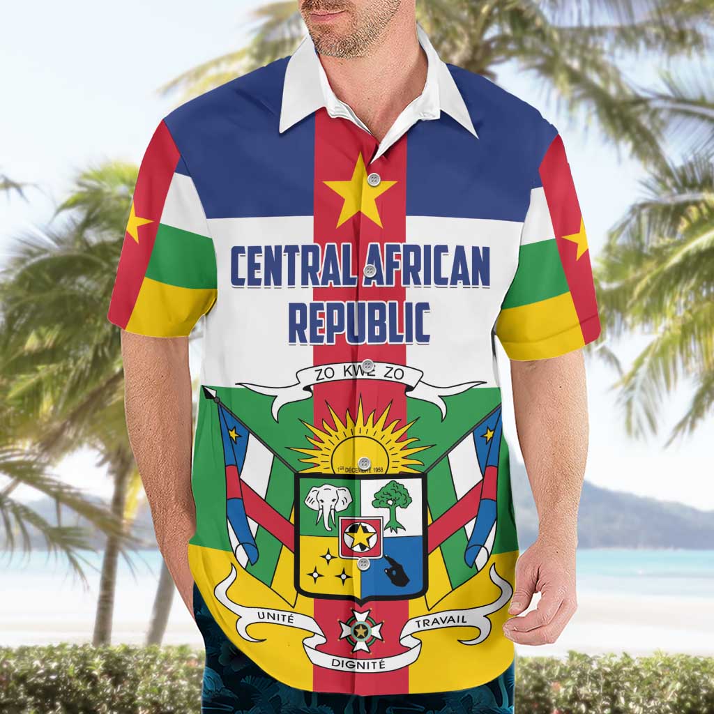 Personalized Central African Republic Hawaiian Shirt Zo Kwe Zo Flag Style - Shopicos