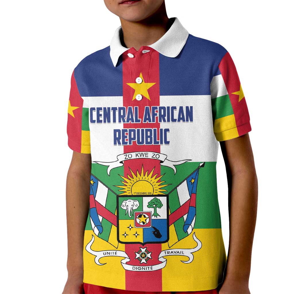 Personalized Central African Republic Kid Polo Shirt Zo Kwe Zo Flag Style - Shopicos