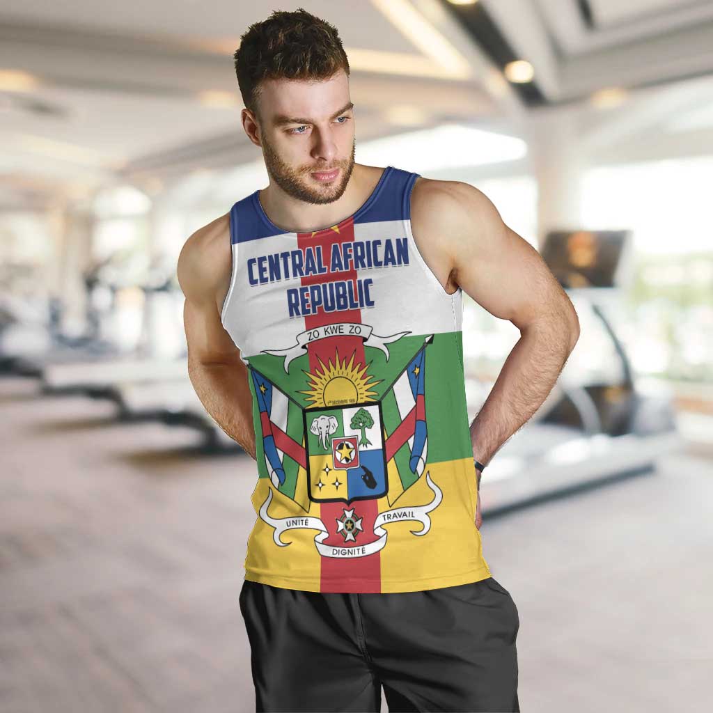 Personalized Central African Republic Men Tank Top Zo Kwe Zo Flag Style - Shopicos