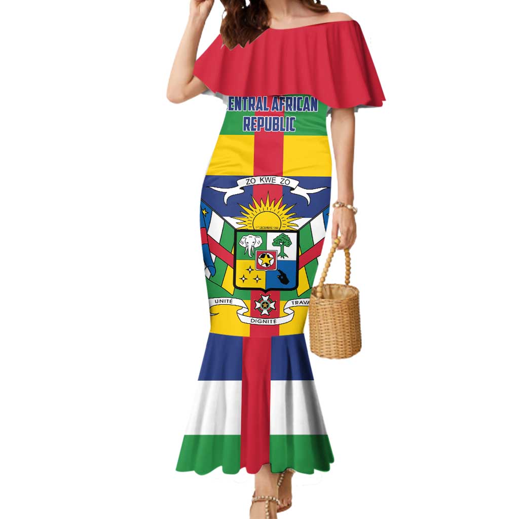 Personalized Central African Republic Mermaid Dress Zo Kwe Zo Flag Style - Shopicos