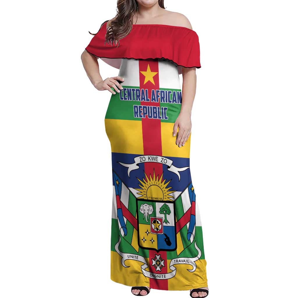 Personalized Central African Republic Off Shoulder Maxi Dress Zo Kwe Zo Flag Style - Shopicos