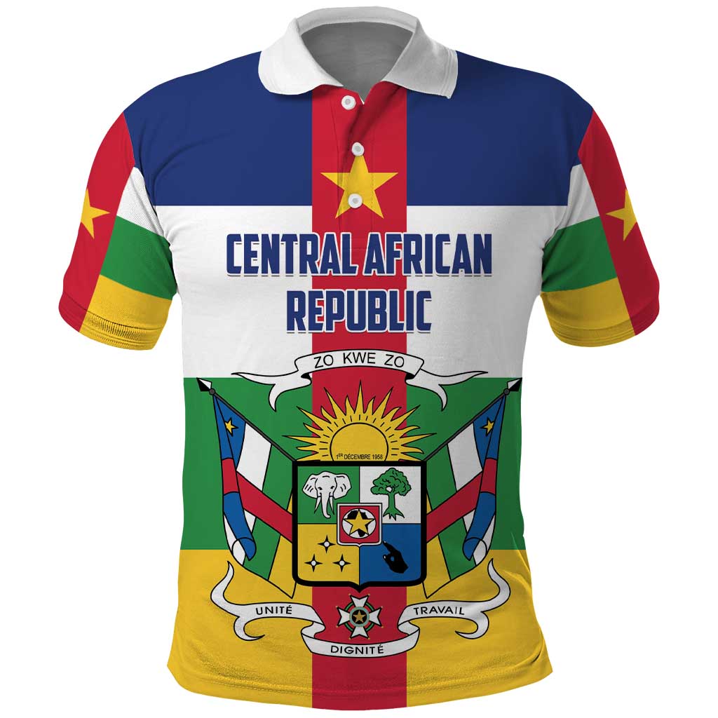 Personalized Central African Republic Polo Shirt Zo Kwe Zo Flag Style - Shopicos