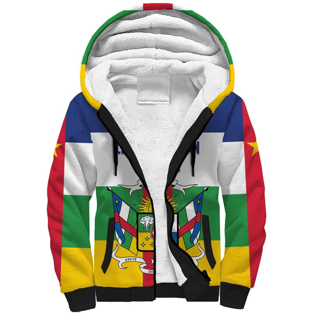 Personalized Central African Republic Sherpa Hoodie Zo Kwe Zo Flag Style - Shopicos